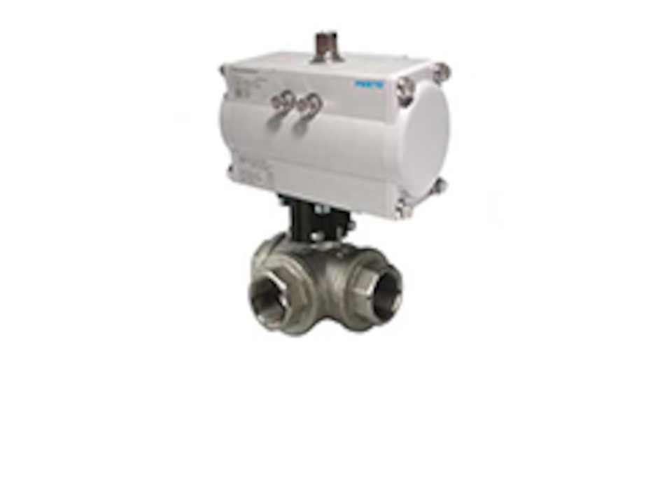 Zawory kulowe trójdrożne sterowane pneumatycznie - mosiądz niklowany