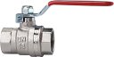 Zawór kulowy 40 bar, rączka kolor czerwony, gwint wewnętrzny / wewnętrzny, mosiądz niklowany