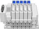Wyspa zaworowa SMC serii SY5000 Multipin, 5 zaworów x 5/2 bistabilne