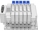 Wyspa zaworowa SMC serii SY5000 Multipin, 5 zaworów x 2x3/2 NC