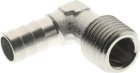 Złączka gwintowana kątowa (choinka) pod wąż, seria 3055, gwint zewnętrzny stożkowy R, mosiądz niklowany