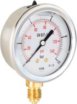 Manometr glicerynowy Ø63 mm z podwójną skalą, przyłącze dolne, klasa dokładności 1,6