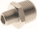 Nypel mosiężny, gwint stożkowy, mosiądz niklowany, max. +300°C, max 100 bar