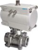 Zawór kulowy 3-elementowy gwintowany nierdzewny z napędem pneumatycznym dwustronnego działania PN63 PTFE 1/2"-3"