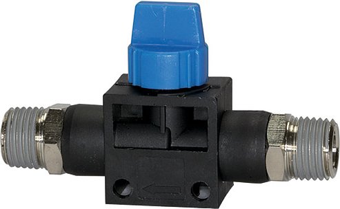 Zawór odcinający z gwintami zewnętrznymi (teflon)