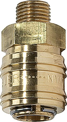 Szybkozłączka NW 7,2 obustronnie odcinająca, z gwintem zewnętrznym mosiądz