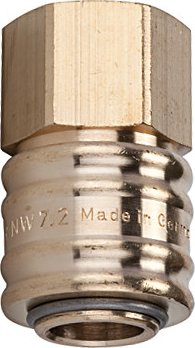 Szybkozłączka NW 7,2 obustronnie odcinająca, z gwintem wewnętrznym, mosiądz
