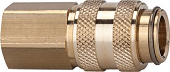 Szybkozłączka NW 5 z gwintem wewnętrznym, obustronnie odcinająca, mosiądz