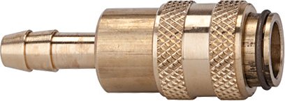 Szybkozłączka NW 5 z króćcem do węża, obustronnie odcinająca, mosiądz