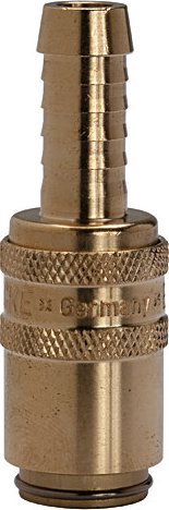 Złącze do form wtryskowych DN 6 z króćcem do węża 9 mm bez zaworu odcinającego, mosiądz