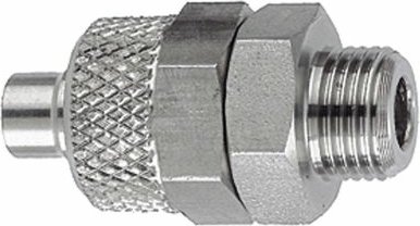 Złączka skręcana prosta, gwint zewnętrzny metryczny M/cylindryczny G, ciśnienie 25 bar, stal nierdzewna