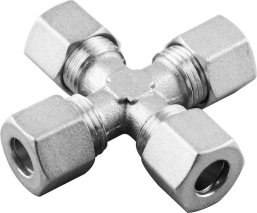 Czwórnik skręcany do rurek miedzianych, seria 10000, mosiądz niklowany