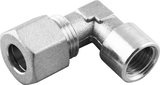 Złączka skręcana kątowa do rurek miedzianych, gwint cylindryczny wewnętrzny G, seria 10000, mosiądz niklowany