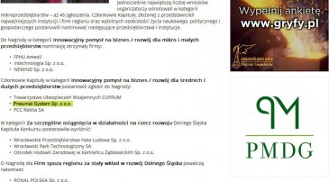 Notka prasowa na portalu kapitaldolnoslaski.pl - nominacja do Gryfów Dolnośląskich