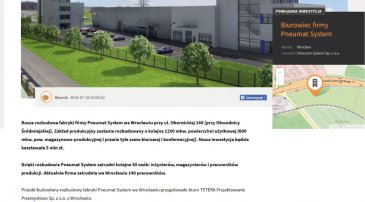 Wrocław: Pneumat System po raz kolejny inwestuje i zwiększa zatrudnienie - notka na portalu investmap.pl