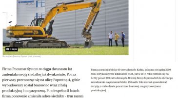 Kolejna rozbudowa Pneumat System - notka na portalu wroclaw.wyborcza.pl
