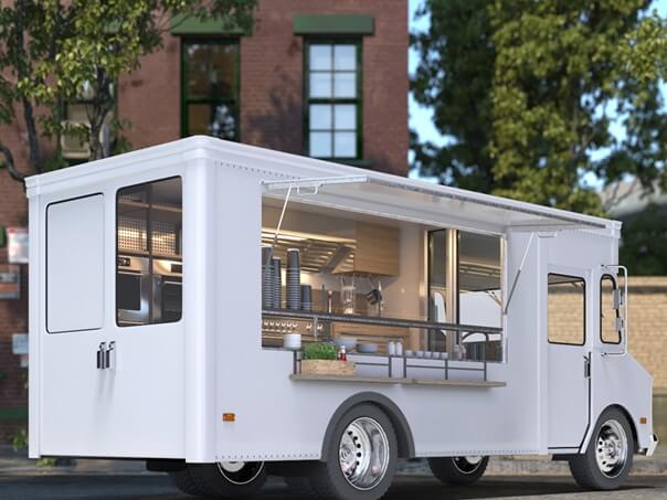 Otwieranie klapy w samochodzie gastronomicznym