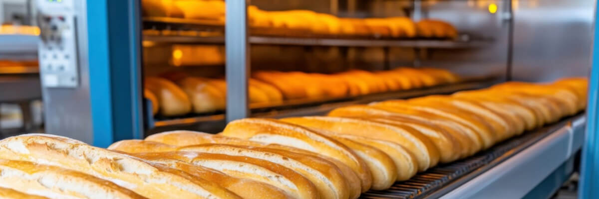 Liniowy widok zautomatyzowanego procesu pakowania zapiekanek