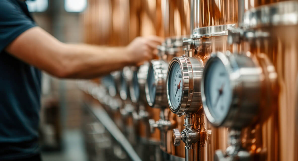 Zestaw manometrów, presostatów i przepływomierzy