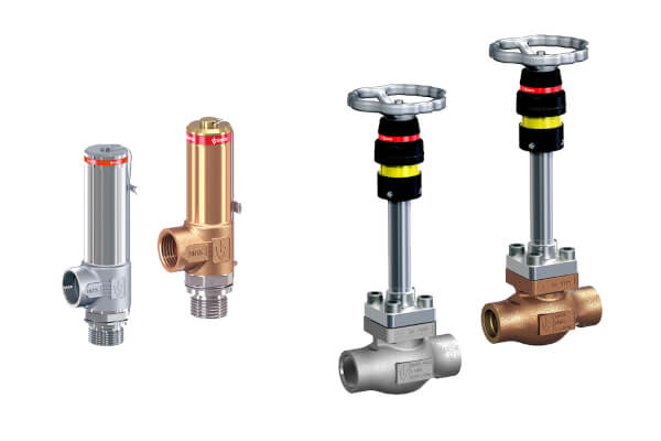 Przekrój zaworu kriogenicznego pokazujący użyte materiały