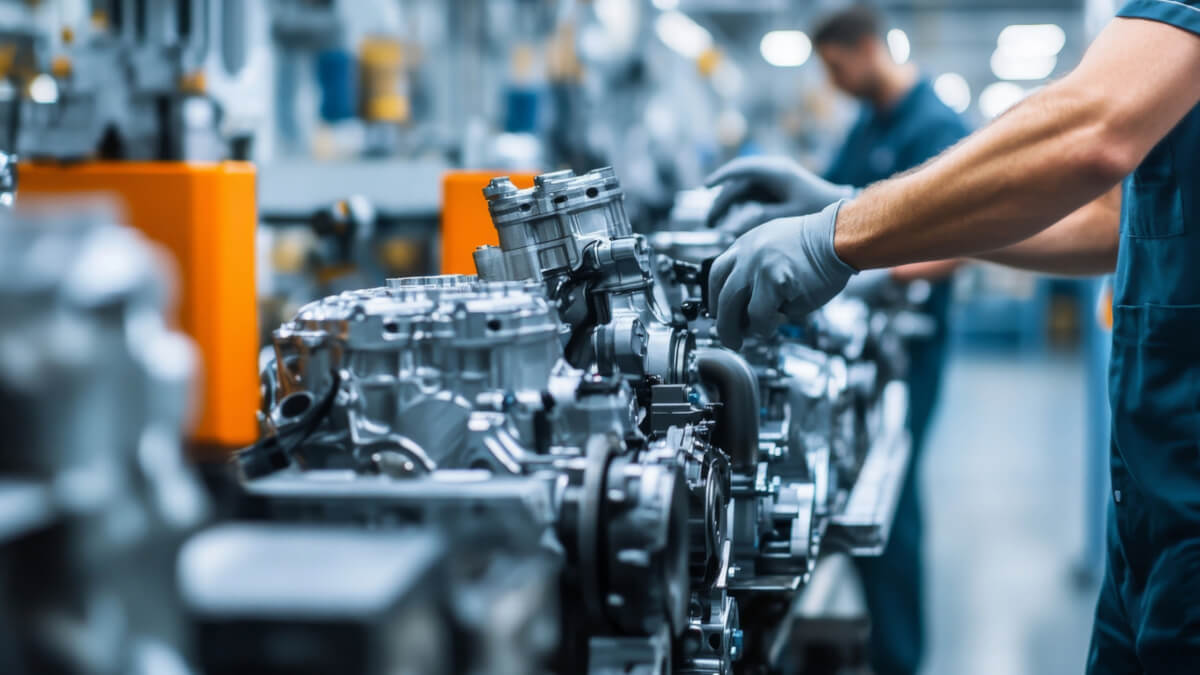 Pracownik techniczny kontrolujący parametry sieci po wdrożeniu projektu - modernizacja instalacji sprężonego powietrza automotive