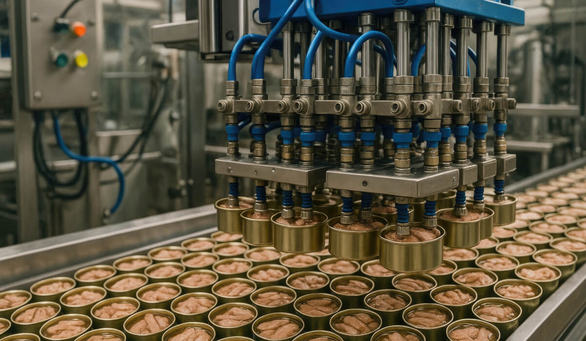 Pakowanie w atmosferze ochronnej (MAP) Pneumatyczne napędy w maszynach pakujących ryby