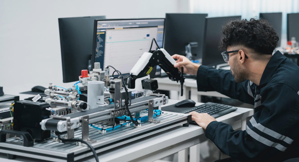 Siłownik z zamontowanymi czujnikami magnetycznymi podczas testów trwałościowych