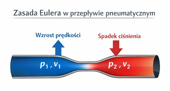 Teoria Eulera w przepływie gazów Wizualizacja przepływu sprężonego powietrza w przewodzie ilustrująca teorię Eulera i mechanikę płynów