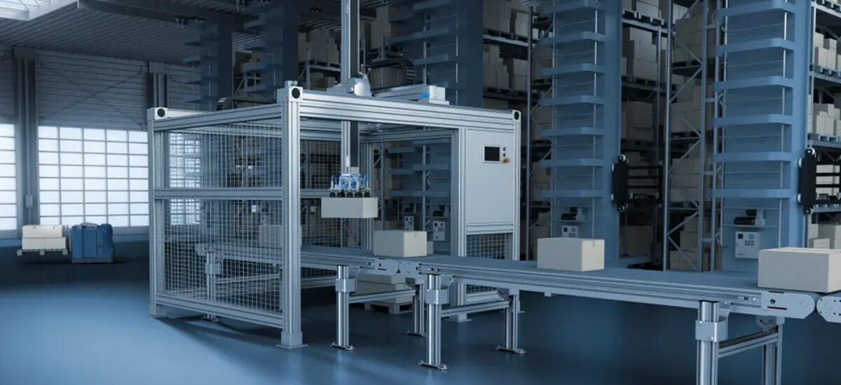 Przyssawka podciśnieniowa chwytająca karton na zautomatyzowanej stacji pakowania i etykietowania Chwytak podciśnieniowy - pakowanie