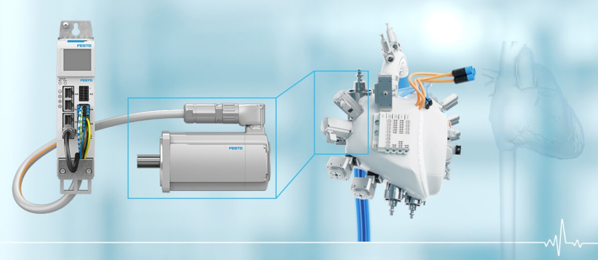 Siłownik pneumatyczny z zamontowanymi czujnikami AS-i