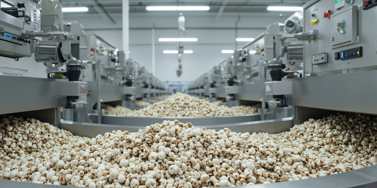 Siłownik pneumatyczny zamontowany na klapie wentylacyjnej w pomieszczeniu hodowlanym