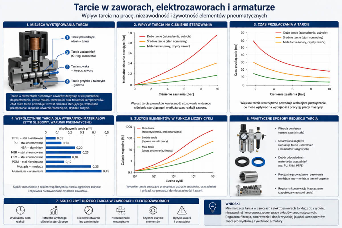 Tarcie w zaworach elektrozaworach i armaturze Tarcie w zaworach elektrozaworach i armaturze wpływające na opóźnienie czasu reakcji suwaka wewnętrznego