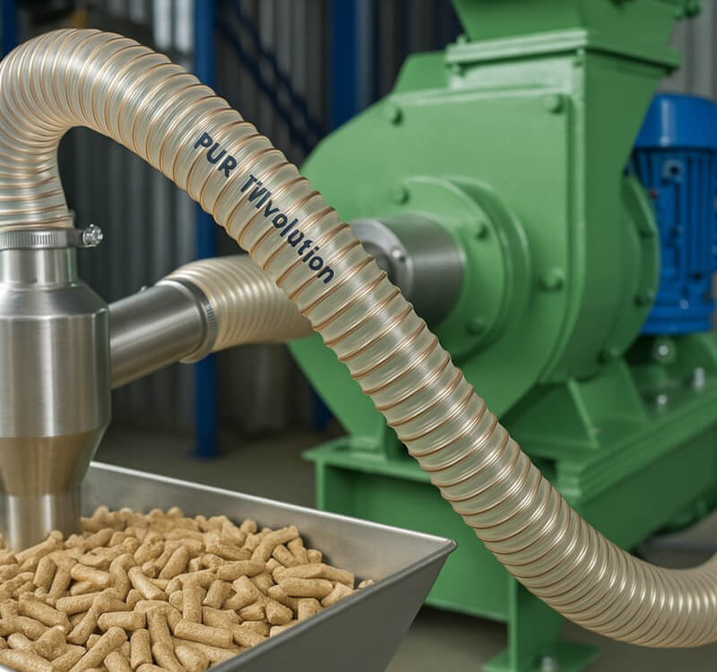 Węże techniczne - specjalistyczne rozwiązania do transportu materiałów sypkich Różne rodzaje węży technicznych przeznaczonych do transportu materiałów sypkich