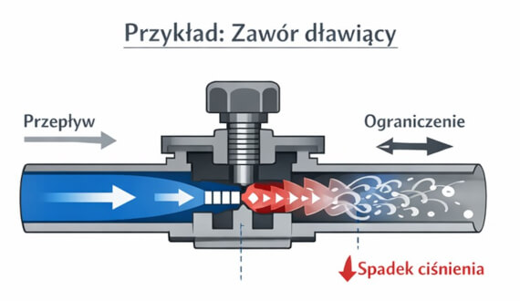 Zawór dławiący w układzie sterowania Zawór dławiący Pneumat wykorzystujący równanie Eulera do precyzyjnej regulacji prędkości przepływu i ciśnienia