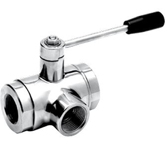 Zawór kulowy wykonany ze stali nierdzewnej 304, stosowany w instalacjach przemysłu spożywczego, odporny na korozję w łagodnych warunkach