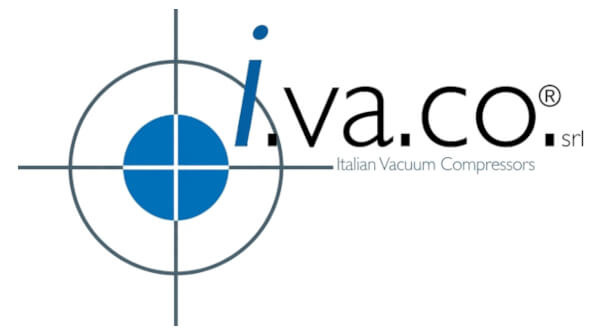 Oficjalne logo ivaco – identyfikacja marki Oficjalne logo ivaco marki Italian Vacuum Compressors, symbolizujące nowoczesne technologie przepływu powietrza i gazów