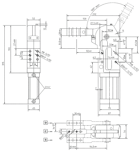 Zaciski pneumatyczne CPE50"