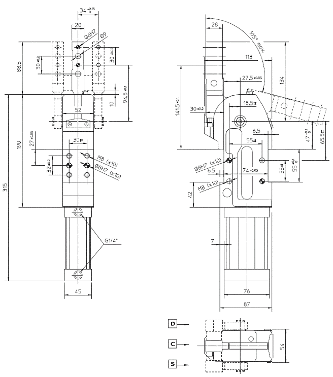 Zaciski pneumatyczne CPE50